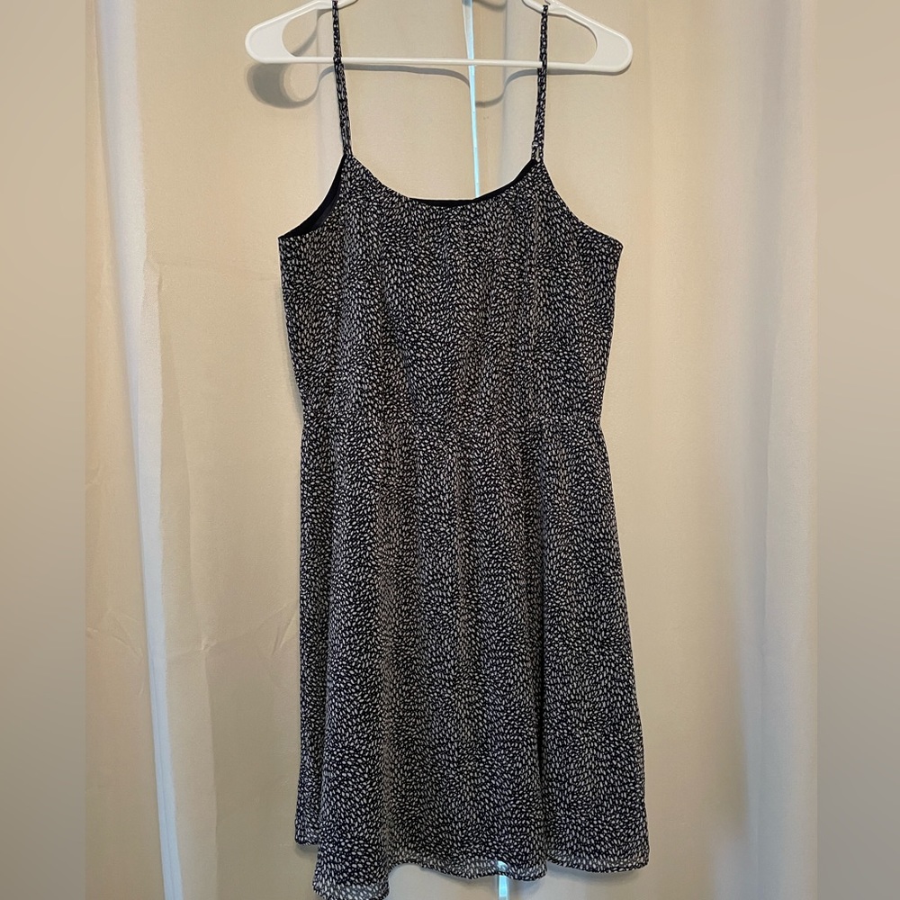 Navy blue and white spotted dress